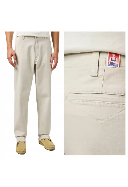 Мъжки къси панталони -  Relaxed Chino - Свободна кройка - Средна талия - Дълги - 5 джоба - Цип - Памук - Бежов - Бежов
