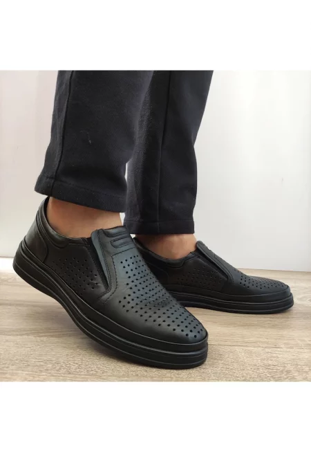 Мъжки перфорирани обувки 207637 Black - Черни