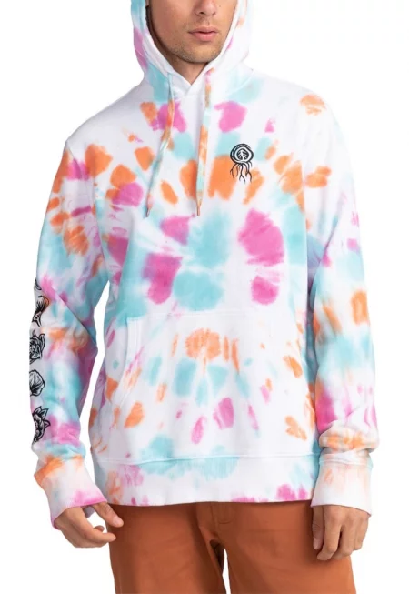 Мъжки суичър с качулка  Tie Dye - памук - многоцветен - Многоцветен