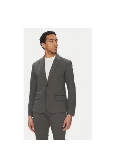 Мъжко яке от смесена материя - 20716657 - Полиестер/Вискоза - Сиво