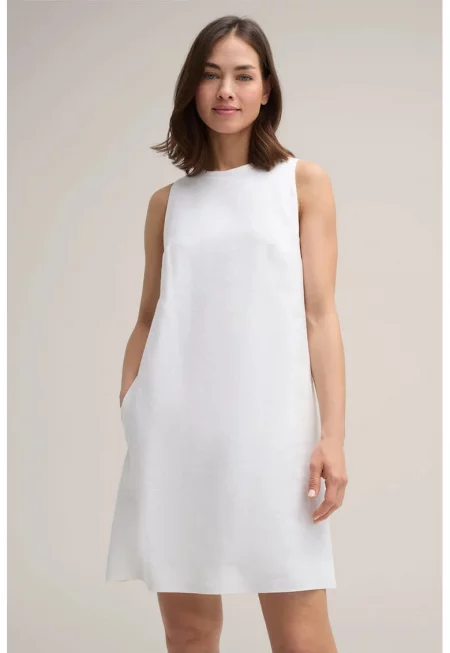 Мини рокля - без ръкави - Бял