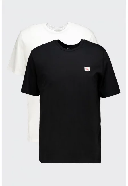 Памучна тениска - 2 броя - Бял/Черен