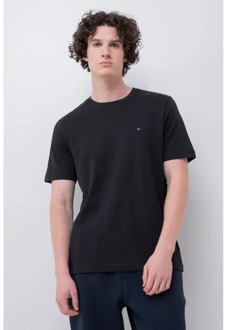 Памучна тениска с лого - Черен