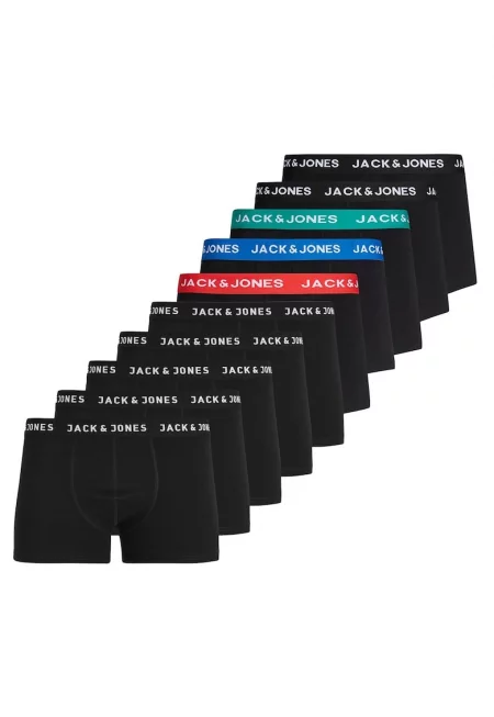 Памучни боксерки с еластична талия с лого - 10 чифта - Черен/Корал/Син