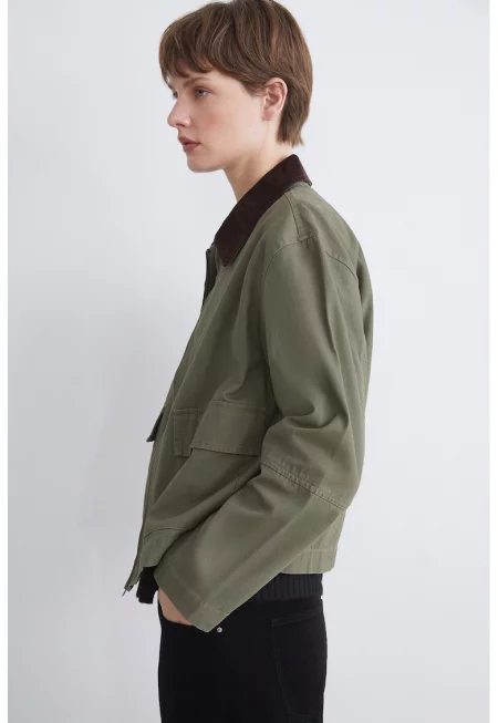 Памучно яке с джинсова яка