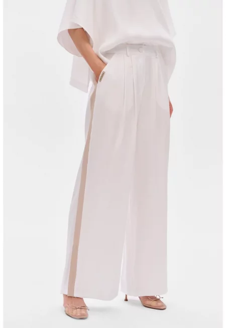 Панталони с широка кройка и контрастна лента Kasjo