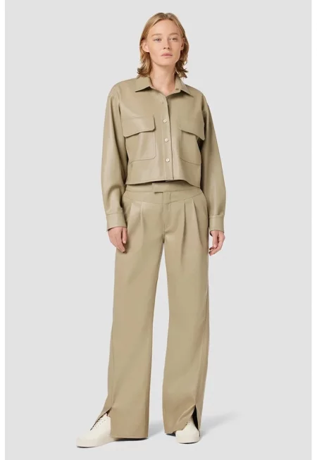 Панталони с висока талия - драперии и страничен изрез при глезените HD1