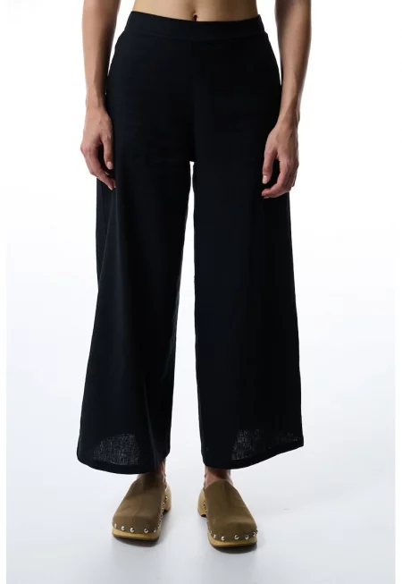 Плажен панталон с лен - Черен