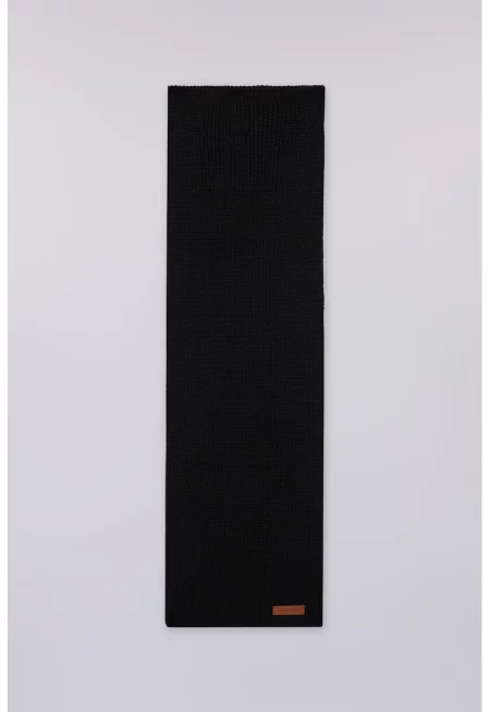 Плетен шал с вълна - Черен