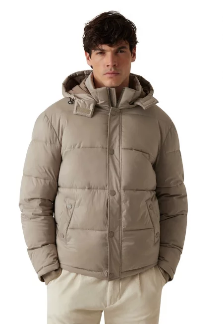 Подплатено зимно яке с качулка - Бежов