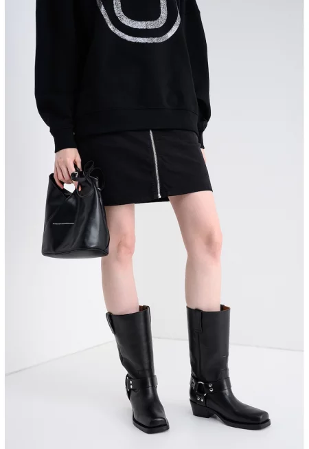 Права пола Rasalsa с цип - Черен