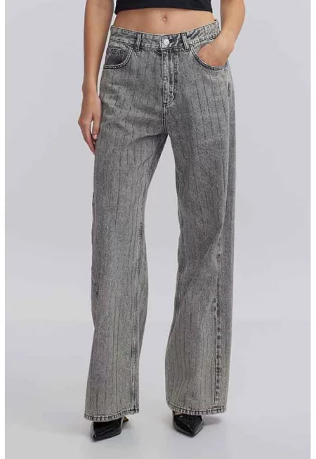 Прави дънки - Сив меланж