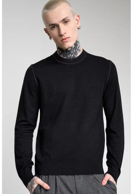 Пуловер Astefo с вълна - Избеляло черно