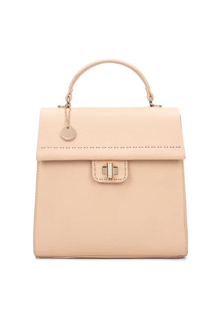 Раница от еко кожа с отделяща се презрамка - Кафяв