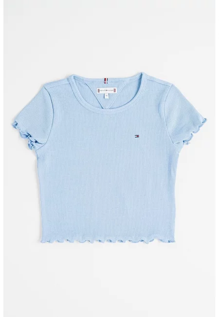 Рипсена памучна тениска с лого