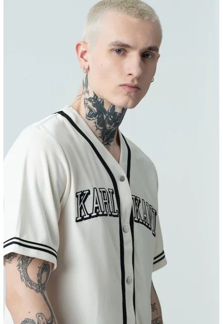 Риза с принт с къси ръкави - Черен/Крем