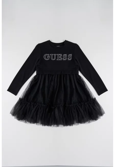 Рокля с тюлен подгъв - Черен