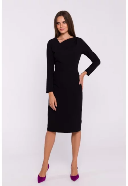 Рокля тип молив с асиметрично деколте