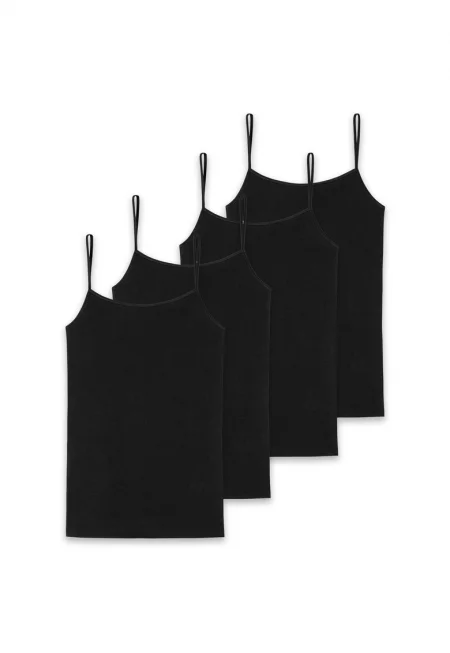 Schiesse - Топ с тънки презрамки - 4 чифта - Черен