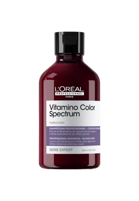 Шампоан за боядисана коса  Serie Expert Vitamino Color Spectrum Purple - Неутрализира нежеланата жълтеникавост - за руса и изрусена коса - По-блестяща коса  ...