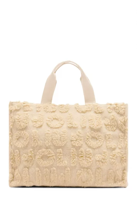 Шопинг чанта с вълна - Бежов