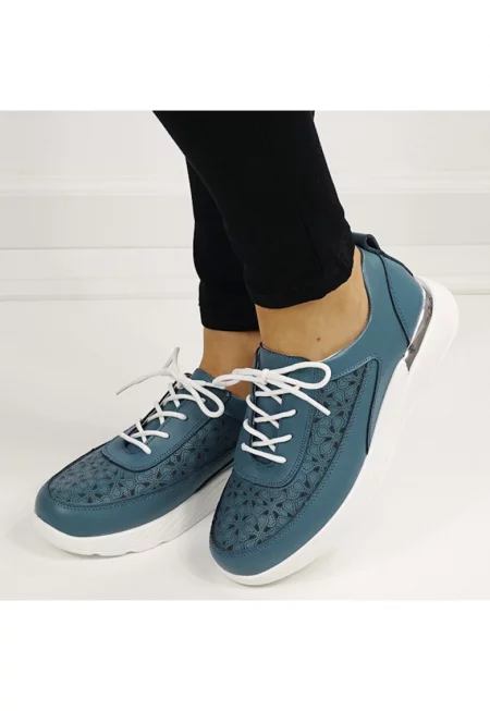 Сини маратонки от естествена кожа 5108 M7 16448