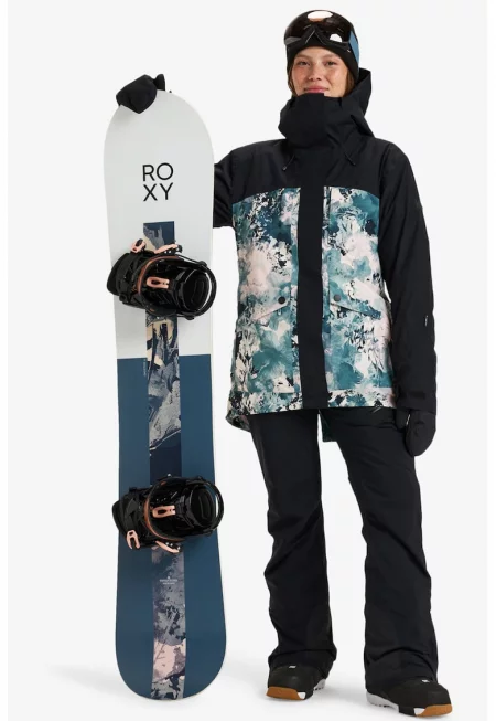 Ски яке с качулка - Черен/Прашно синьо/Бял