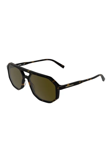 Слънчеви очила Aviator с плътен цвят на стъклата - Тъмнокафяв/Черен