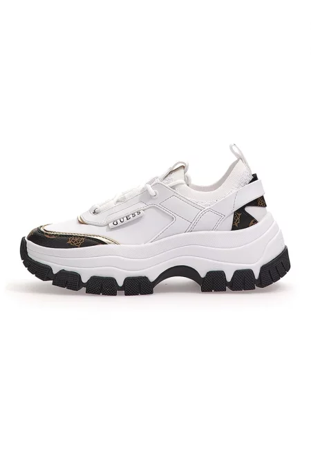 Спортни обувки от еко кожа с масивен ефект - Бял/Кафяв