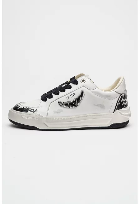 Спортни обувки от кожа със захабен ефект