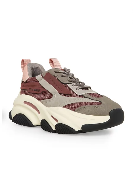 Спортни обувки Possession-E с мрежести зони - Тъмночервен/Сиво-бежов