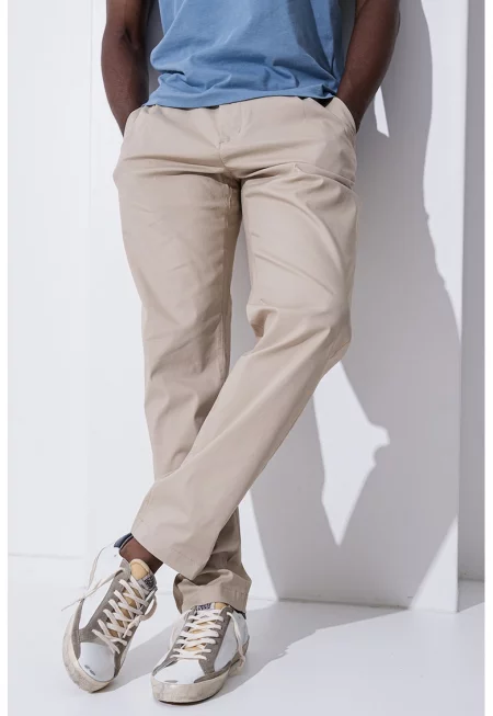 Стандартен панталон с връзка - Бежов