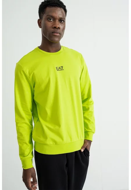 Суитшърт с овално деколте и лого - Лайм зелено