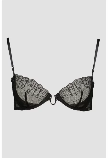 Сутиен с ефирни чашки - Черен