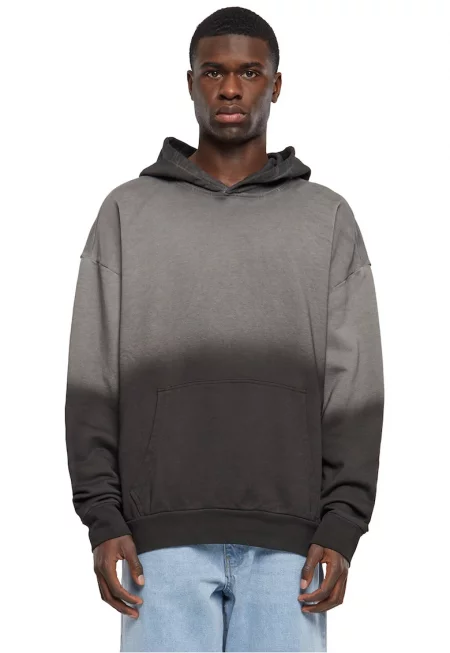 Свободно худи с преливащи се нюанси и джоб кенгуру - Избеляло черно/Tъмносив