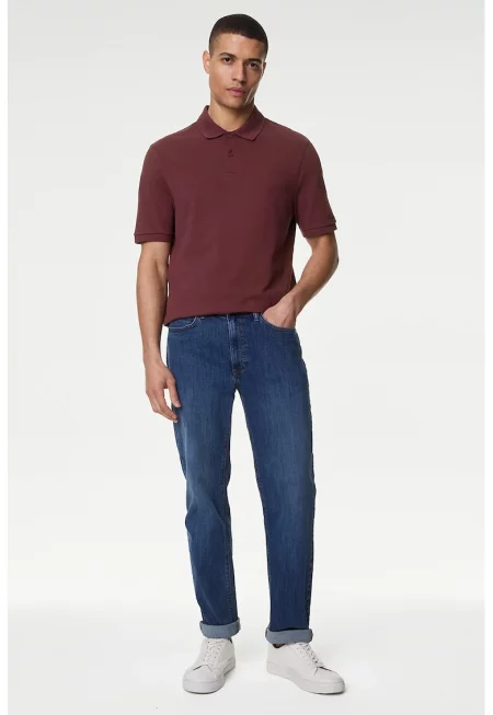 Тениска от памучно пике с яка