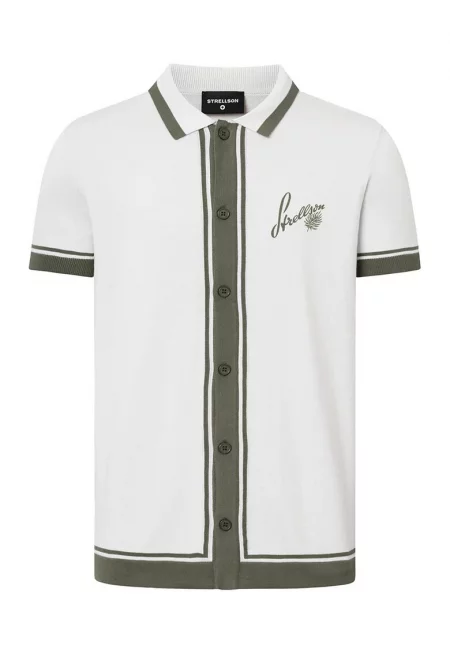 Тениска с нормална кройка - кръгла яка и закопчаване с копчета отпред - Светло сив