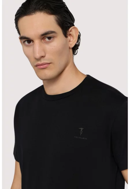 Тениска с овално деколте - Черен