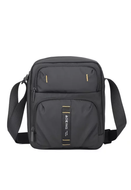 Унисекс чанта през рамо с джобове с цип - Черен