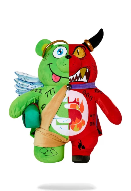 Унисекс десенирана раница Make Moneybear - Червен/Зелен