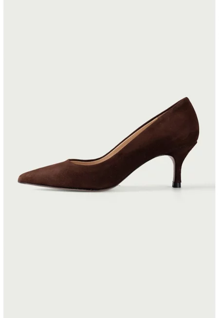 Велурени обувки Julie с остър връх - Тъмнокафяв