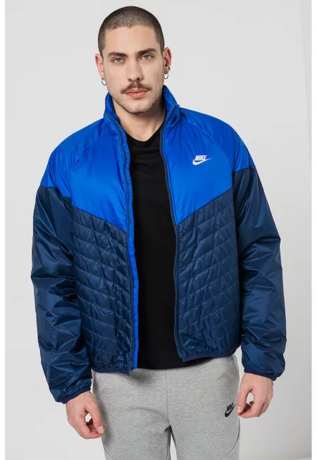 Зимно яке с цип и ръкави реглан - Кралско Синьо/Тъмносин