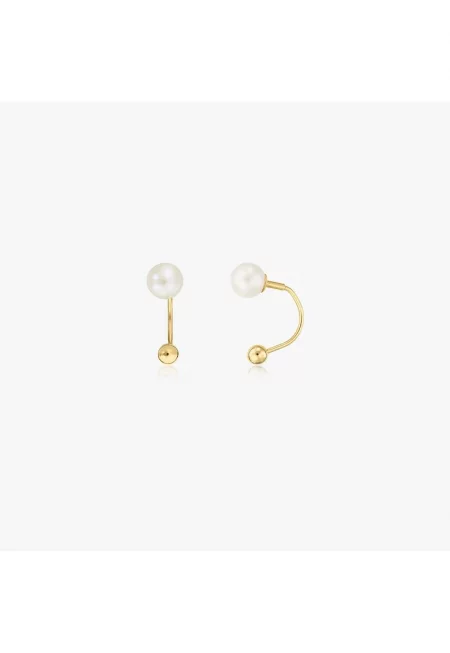 Златни обеци Pearl Ear Jacket - Естествени перли
