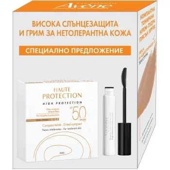 АВЕН СЪН Слънцезащитна минерална крем-пудра за лице меден цвят SPF50 10 гр. + спирала 7 мл. ПРОМО