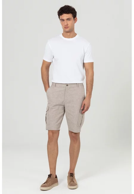 Бермуди със странични джобове - Светло бежово