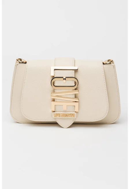 Чанта за рамо с презрамка с верижка - Крем