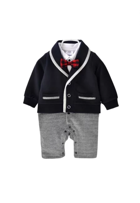Черен костюм за момче с малък принт OEM