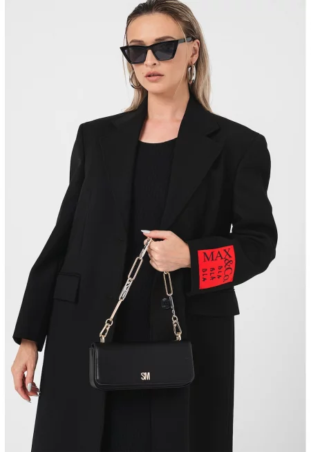 Дълго палто Sowindy с джобове с капаче - Черен