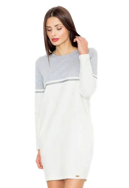 Дамска мини рокля Carnwene M510 бяло-сива
