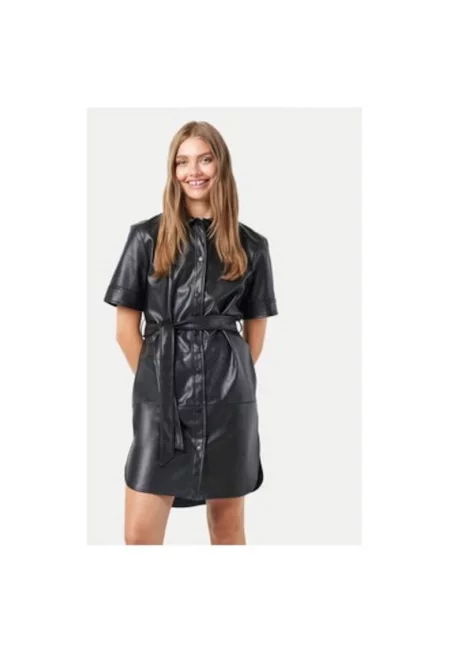 Дамска рокля -  304517198 - Кожена - Черна